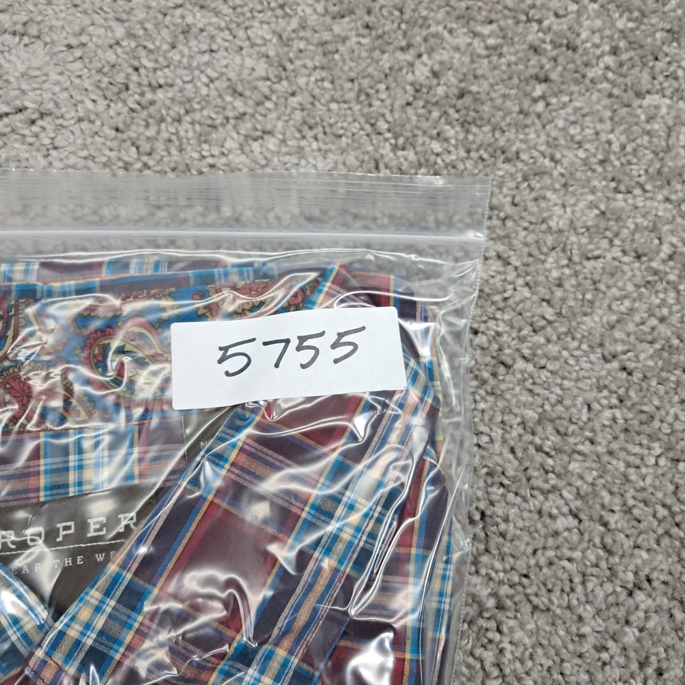 Roper Mens Plaid Western Button Down Shirt Red Blue Cotton 301-378-6062RE Large - Picture 7 of 7